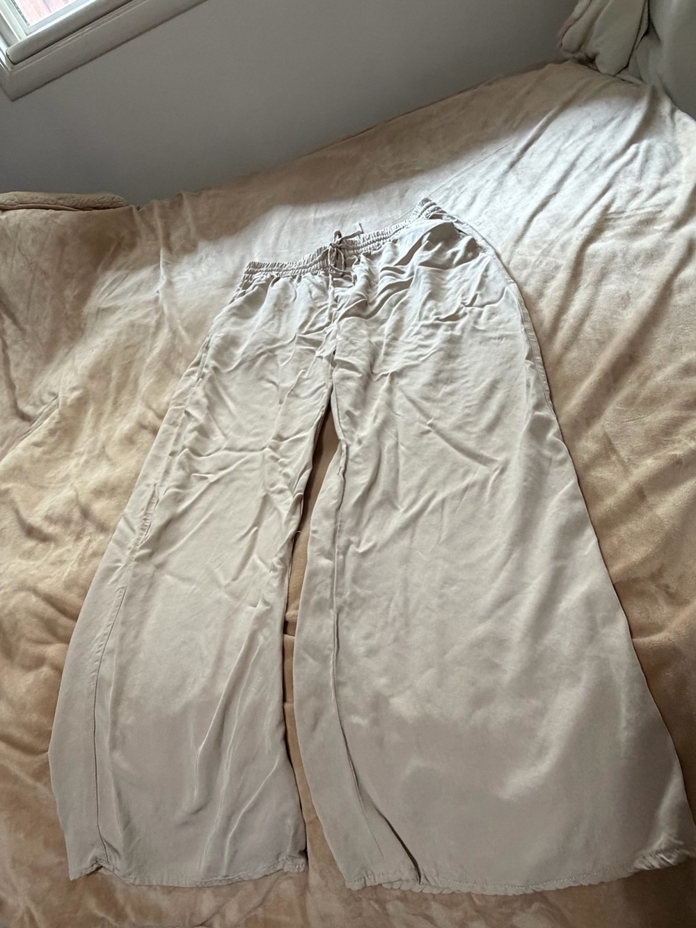 Zara Beige Tan Wide-Leg Lounge Pants Women’s Large